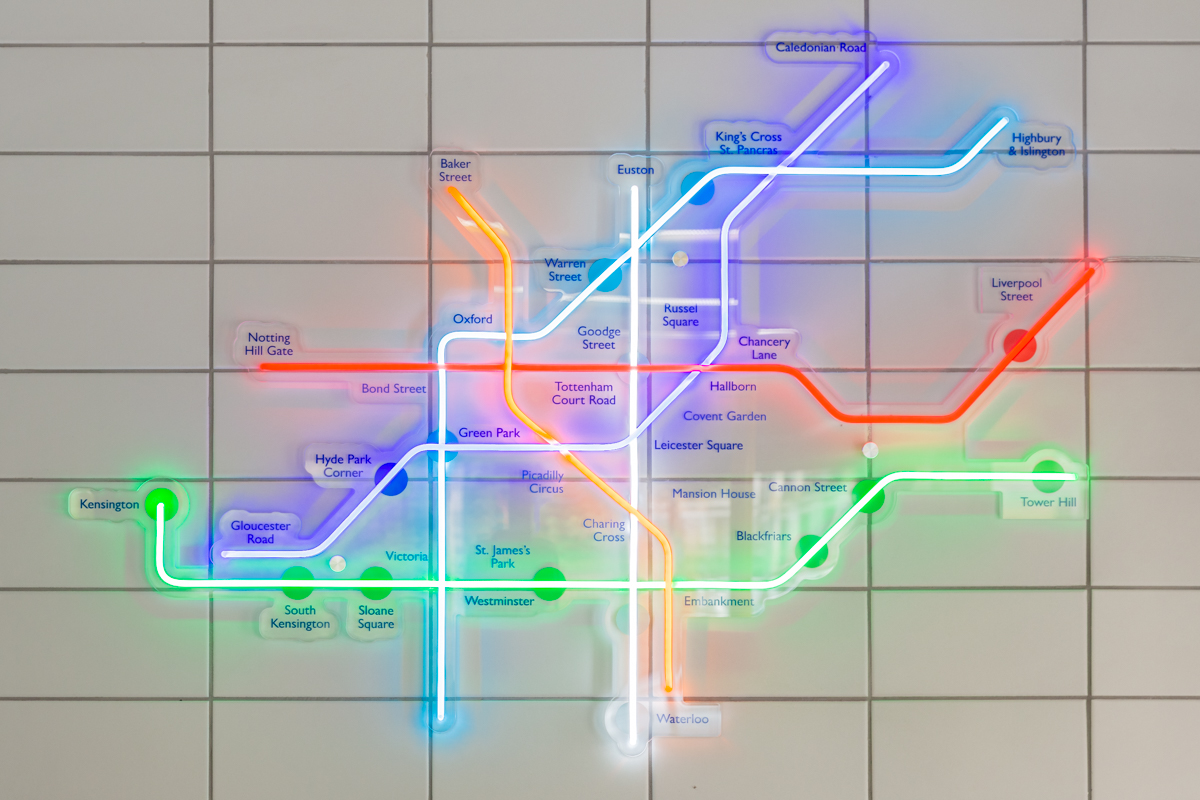 Knock Street Bar mappa metro Londra neon